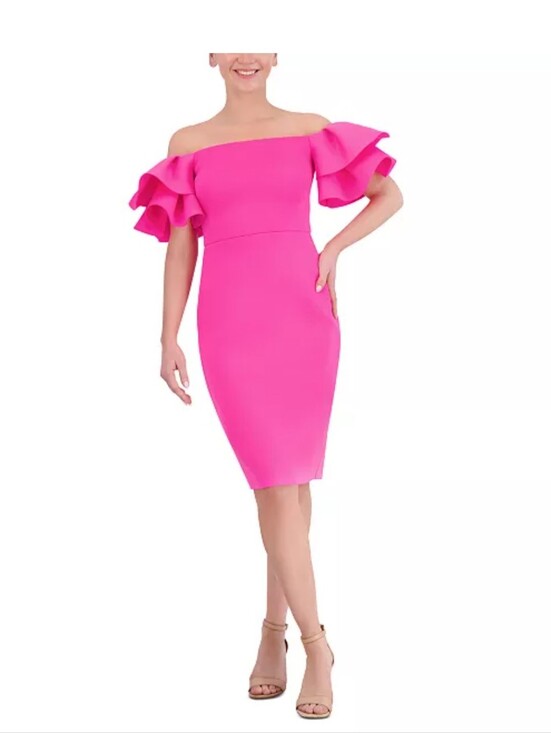 Eliza J Dresses & Skirts - Eliza J Pink Ruffle Sleeve Sheath Cocktail Dress Size 14 NWT $158 MSRP